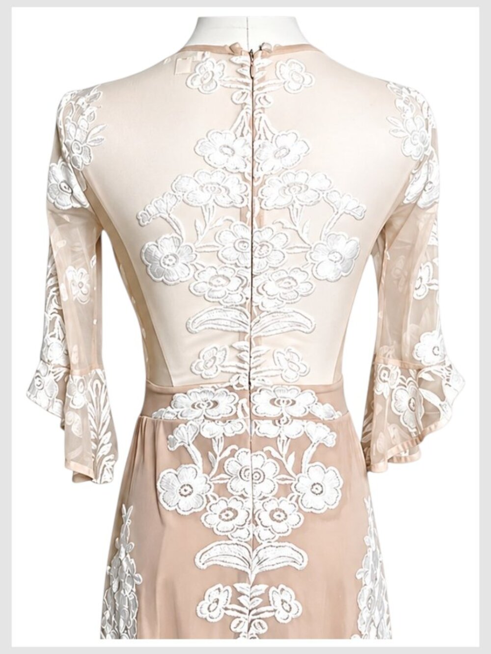 For Love & Lemons Temecula Embroidered Lace Mini Dress Nude XS - Picture 6 of 13